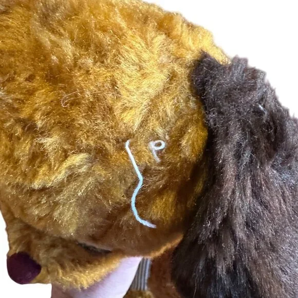 Vintage Knickerbocker Plush Dog In Striped Overalls With Red Bandana 16" Stuffed - Picture 8 of 9